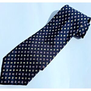 Lauren Ralph Lauren Classic Neck Tie Mens‎ Navy Blue Paisley Design Silk LRL